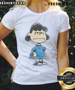 Cute Peanuts Lucy character ladies tee featuring vibrant graphics and a comfortable fit for stylish everyday wear.