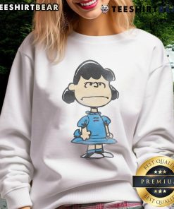 Cute Peanuts Lucy character sweatshirt featuring vibrant colors and playful design, perfect for fans of the Peanuts gang.