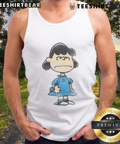 Alt Text: Cute Peanuts Lucy character tank top featuring vibrant colors and playful design, perfect for casual summer wear.