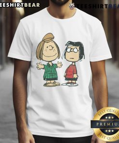 Alt Text: Cute Peanuts Peppermint Patty and Marcie character T-shirt featuring vibrant colors and playful design, perfect for fans.