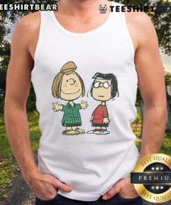 Alt Text: Cute Peanuts Peppermint Patty and Marcie character tank top featuring vibrant graphics and a playful design.
