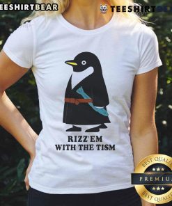 Adorable Cute Penguin Rizzem with the Tism Ladies Tee featuring a playful penguin graphic on a stylish women's shirt.