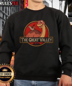 Alt Text: Cute Petrie and Littlefoot sweatshirt featuring The Great Valley design from The Land Before Time.