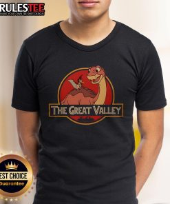 Alt Text: Cute Petrie and Littlefoot from The Land Before Time on a t-shirt, featuring a vibrant design perfect for fans.