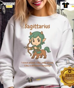 Cute Sagittarius the Centaur sweatshirt featuring a playful design, perfect for astrology lovers and cozy wear.