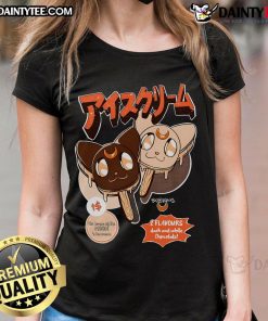 Cute Sailor Moon ice cream graphic on a ladies tee, perfect for fans of anime and stylish summer fashion.