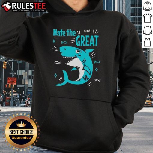 Cute Shark Nate the Great Hoodie featuring a playful shark design, perfect for kids and shark lovers.