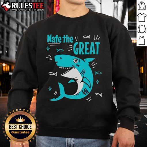 Cute Shark Nate The Great Sweatshirt featuring an adorable shark design, perfect for kids' casual wear.