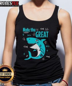 Cute Shark Nate The Great Tank Top featuring a playful shark design, perfect for kids' summer fashion.