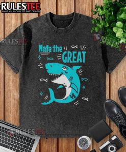 Alt Text: Cute Shark Nate The Great washed t-shirt featuring a playful shark design, perfect for kids' casual wear.