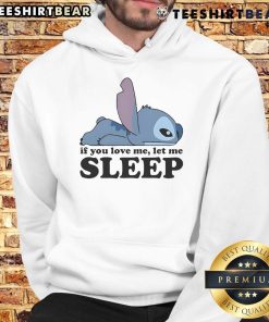 Cute Sleepy Stitch hoodie with 'If You Love Me, Let Me Sleep' text, perfect for Disney fans and cozy outfits.