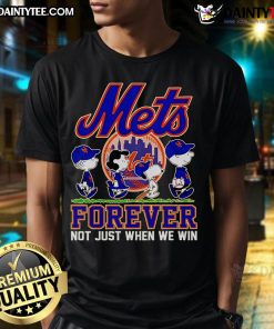 Alt Text: Cute Snoopy and the Peanuts New York Mets Forever t-shirt design celebrating team spirit and fandom.