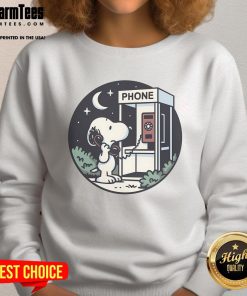 Cute Snoopy doggy phone home sweatshirt featuring a playful Snoopy graphic on a cozy pullover.