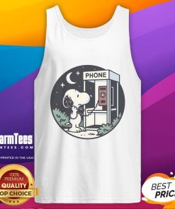 Cute Snoopy doggy phone home tank top featuring an adorable Snoopy graphic, perfect for casual summer wear.