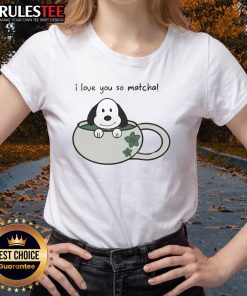 Alt Text: Cute Snoopy I Love You So Matcha Ladies Tee featuring a playful design perfect for Snoopy fans and matcha lovers.