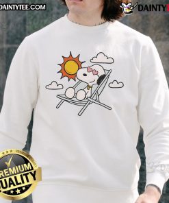 Alt Text: Cute summer Snoopy sweatshirt featuring vibrant colors and playful design, perfect for casual outings.