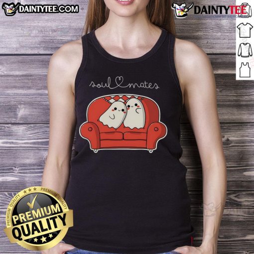Adorable Cute Soulmates Ghost Tank Top featuring playful ghost graphics, perfect for Halloween or casual wear.
