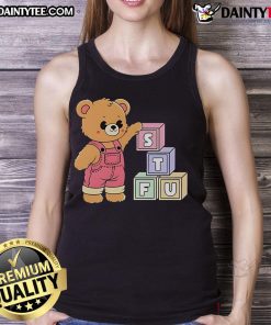 Cute STFU Bear Tank Top featuring an adorable bear graphic, perfect for casual wear and expressing a fun attitude.
