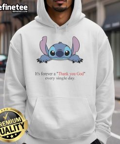 Cute Stitch It's Forever hoodie with 'Thank You God Every Single Day' design, perfect for casual wear and gratitude.