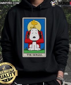 Cute Beagle Tarot Snoopy hoodie design featuring a playful beagle with tarot card motifs, perfect for dog lovers.