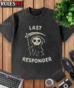 Alt Text: Cute The Last Responder The Reaper washed t-shirt featuring a playful graphic design, perfect for casual wear.