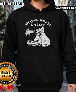 Cute Tom Cat hoodie featuring My Own Worst Enemy text, perfect for cat lovers and cozy casual wear.