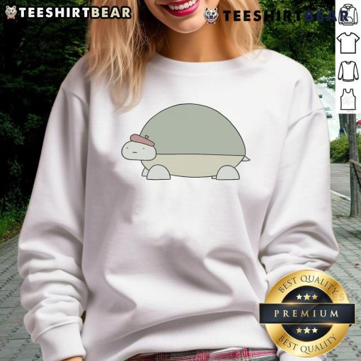 Adorable poorly drawn sweatshirt featuring a cute turtle design, perfect for casual wear and turtle lovers.