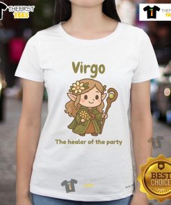 Adorable Virgo The Healer of the Party Ladies Tee featuring a stylish design perfect for astrological fashion lovers.