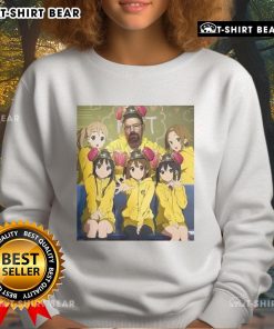 Alt Text: Cute Walter White Breaking Bad sweatshirt featuring K-On girls, perfect for anime fans and stylish casual wear.