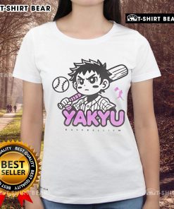 Cute Yakyu Anime Baseballism Ladies Tee featuring vibrant graphics of anime characters playing baseball.