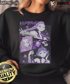 Awesome K-Pop Demon Hunters Huntrix sweatshirt featuring vibrant graphics and a stylish design for fans.
