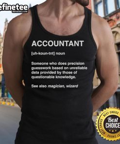 Funny accountant wizard tank top featuring a whimsical design and humorous text, perfect for accounting enthusiasts.