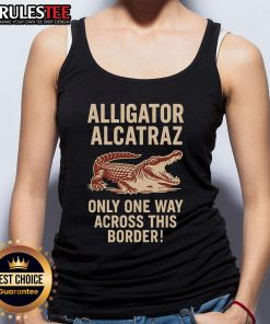 Funny alligator graphic on Alcatraz tank top, perfect for a quirky style statement and summer adventures.