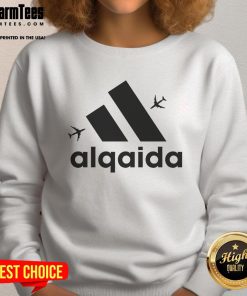Funny Alqaida 911 logo parody sweatshirt featuring humorous design for unique fashion statement.