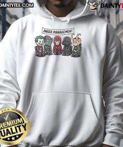 Funny Anger Management Villains Meeting Hoodie featuring quirky cartoon villains in a humorous therapy session.