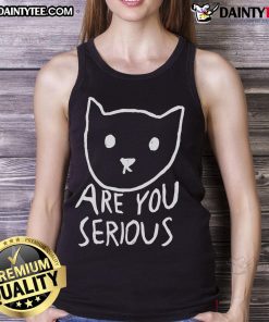 Funny 'Are You Serious' Cat Meme Tank Top featuring a hilarious cat expression, perfect for meme lovers and casual wear.