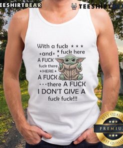 Funny Baby Yoda tank top featuring playful text, perfect for fans of The Mandalorian and quirky baby Yoda merchandise.