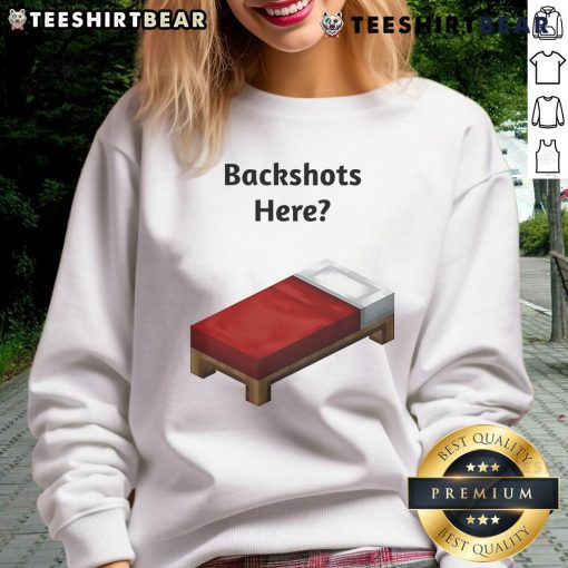 Alt Text: Funny Minecraft bed sweatshirt featuring playful backshot design, perfect for gamers and casual wear.