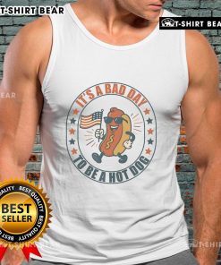 Funny bad day to be a hot dog tank top featuring USA flag design for 4th of July celebrations.