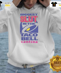 Funny Biggest Slut in the Cantina hoodie design featuring playful graphics and bold text for casual wear.