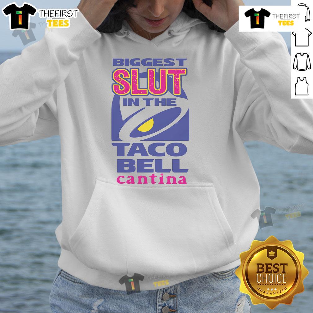 Funny Biggest Slut In The Cantina Hoodie Funny Biggest Slut in the Cantina hoodie design featuring playful graphics and bold text for casual wear.