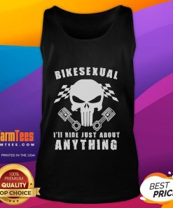 Alt Text: Funny Bikesexual tank top featuring playful graphics, perfect for cycling enthusiasts and humor lovers.