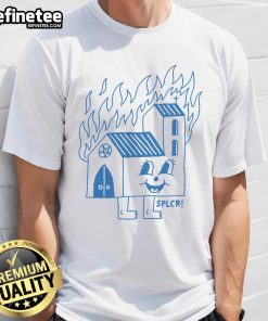 Funny Burning Church T-Shirt featuring a humorous graphic of a church on fire, perfect for comedy lovers and unique fashion.