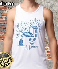 Funny burning church tank top featuring a humorous graphic design, perfect for casual wear and making a bold statement.