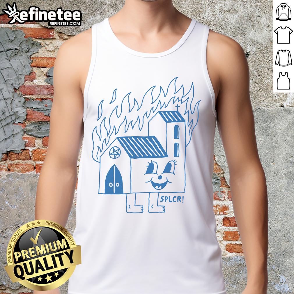 Funny Burning Church Tank Top Funny burning church tank top featuring a humorous graphic design, perfect for casual wear and making a bold statement.
