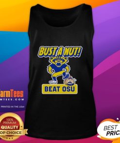 Funny Bust A Nut Beat OSU Michigan Wolverines tank top featuring a playful design for college football fans.