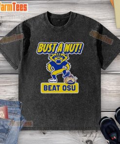 Funny Bust A Nut Beat OSU Michigan Wolverines T-Shirt, showcasing a humorous design for college football fans.