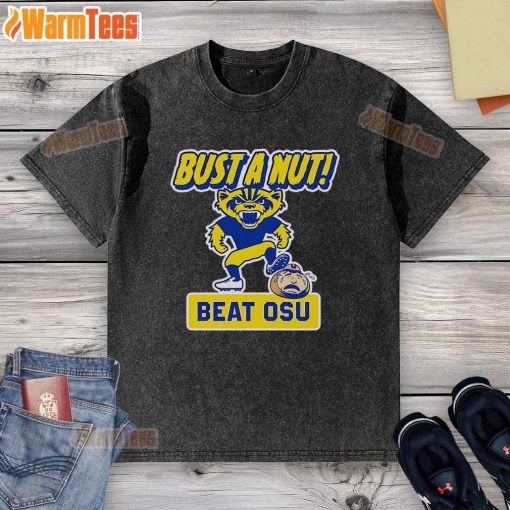 Funny Bust A Nut Beat OSU Michigan Wolverines T-Shirt, showcasing a humorous design for college football fans.