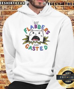 Funny cat wearing a 'My Flabbers Are Gasted' hoodie, showcasing a playful and humorous expression.