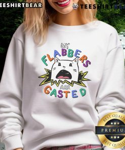 Funny cat design on 'My Flabbers Are Gasted' sweatshirt, perfect for cat lovers and humor enthusiasts.